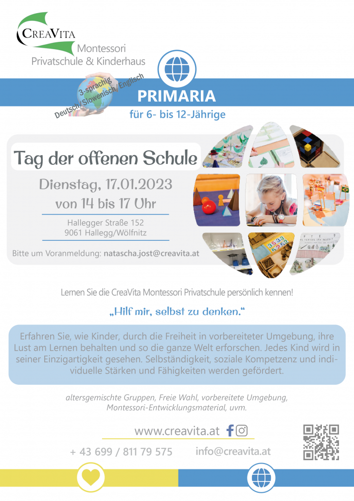 Plakat CreaVita Tag der offenen Schule Primaria 2022