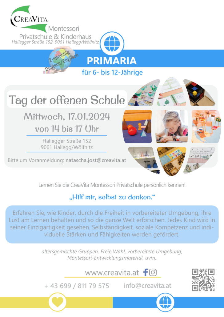 Plakat CreaVita Tag der offenen Schule Primaria 2024