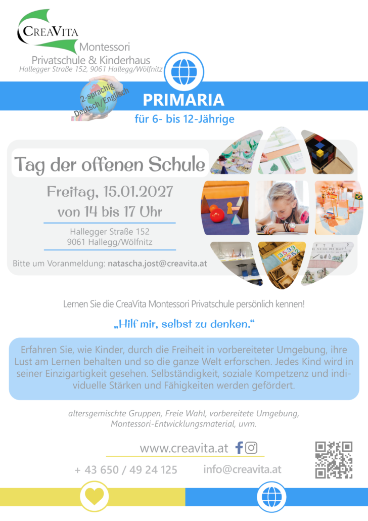 CreaVita Plakat A4 Tag der offenen Schule Primaria am 15.01.2027