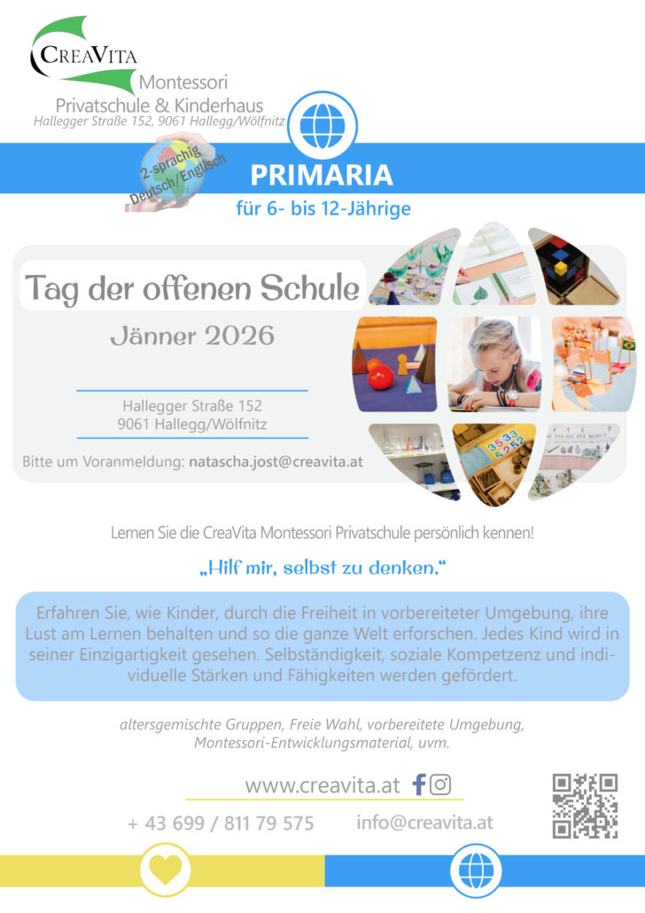 Plakat CreaVita Tag der offenen Schule Primaria 2026